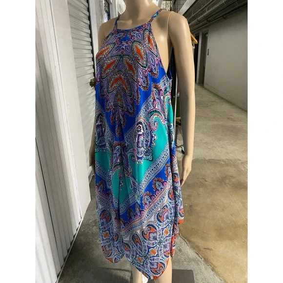 MSK Women's Size 12 Blue Paisley Print Sleeveless Casual Dress - Picture 6 of 9